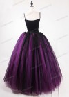 Fuchsia Black Gothic Tulle Long Skirt D1S012