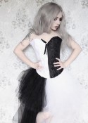 Black White Assorted Gothic High-low Dress D1019