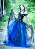 Black Blue Gothic Long Prom Dress D1029