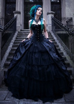 Black Gothic Long Prom Dress D1039