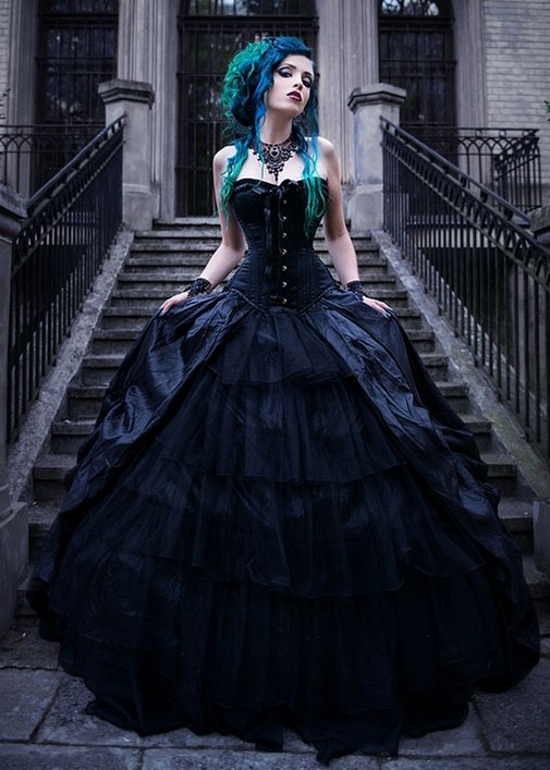 black gothic prom dress