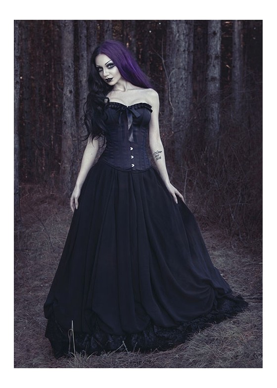 Black Gothic Long Prom Dress D1038