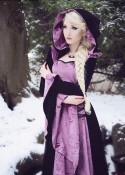 Black Purple Pattern Velvet Medieval Gown D2002