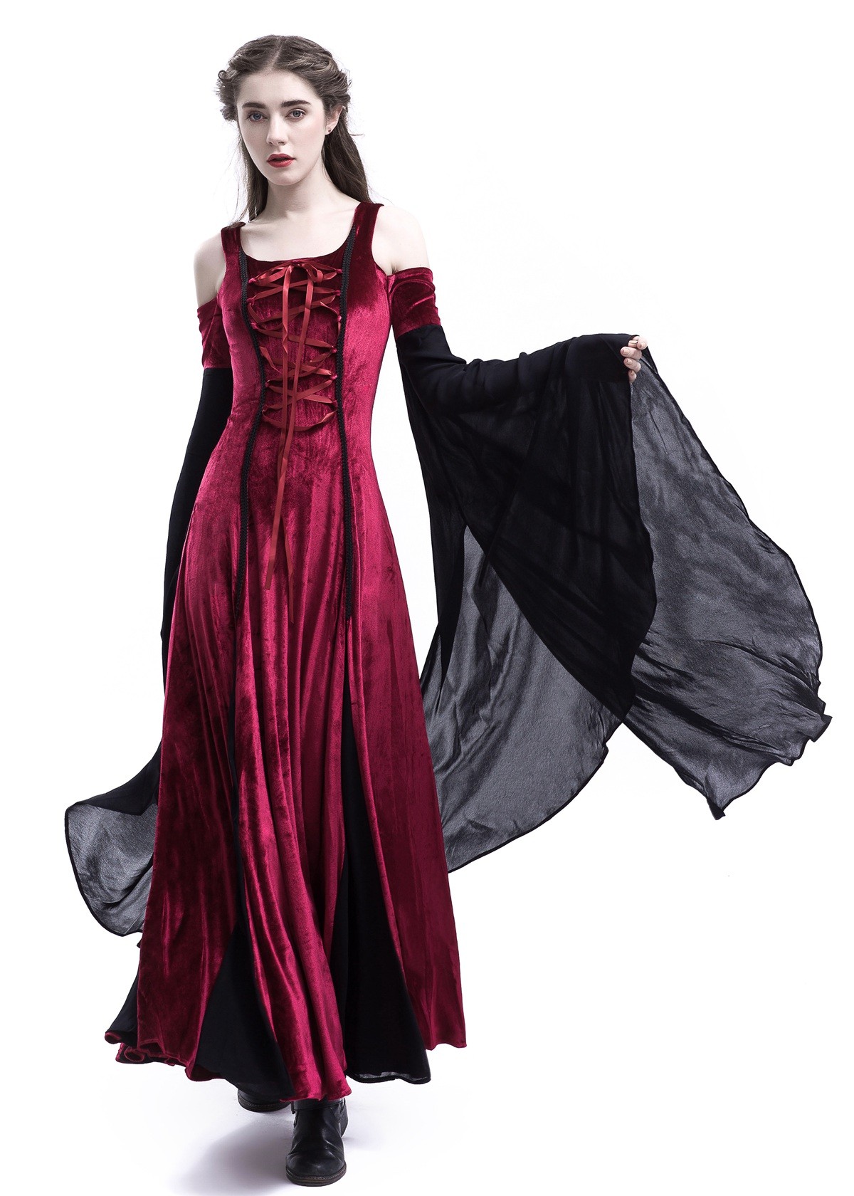 dark red medieval dress Medieval Dress Black Burgundy (Dark Red)