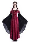 Wine Red Black Off-The-Shoulder Medieval Dress D2015