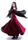 Wine Red Black Off-The-Shoulder Medieval Dress D2015