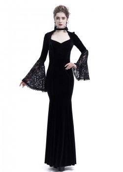 Black Velvet Mermaid Victorian Dress D3004