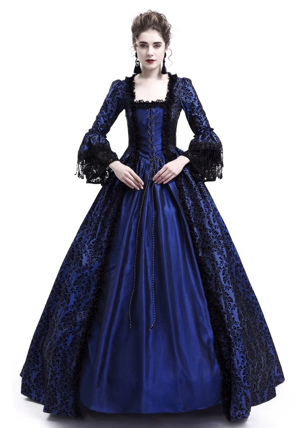Blue Ball Gown Victorian Costume Dress D3006 D RoseBlooming Blue Ball Gown Victorian Costume Dress D3006 D RoseBlooming