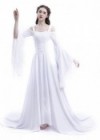 White Off-the-Shoulder Renaissance Medieval Wedding Dress D2021