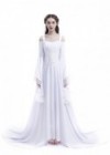 White Off-the-Shoulder Renaissance Medieval Wedding Dress D2021