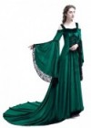 Green Off-the-Shoulder Renaissance Medieval Dress D2024