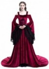 Red Off-the-Shoulder Renaissance Medieval Dress D2026