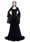 Black Gothic Hooded Vampire Medieval Dress D2022