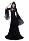 Black Gothic Hooded Vampire Medieval Dress D2022