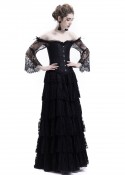 Black Lace Romantic Gothic Corset Long Prom Dress D1043