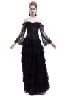 Black Lace Romantic Gothic Corset Long Prom Dress D1043