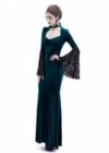 Blue Velvet Dark Morticia Addams Gothic Dress D3024