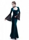 Blue Velvet Dark Morticia Addams Gothic Dress D3024