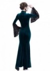 Blue Velvet Dark Morticia Addams Gothic Dress D3024