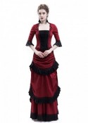 Red Victorian Bustle Dress D3025