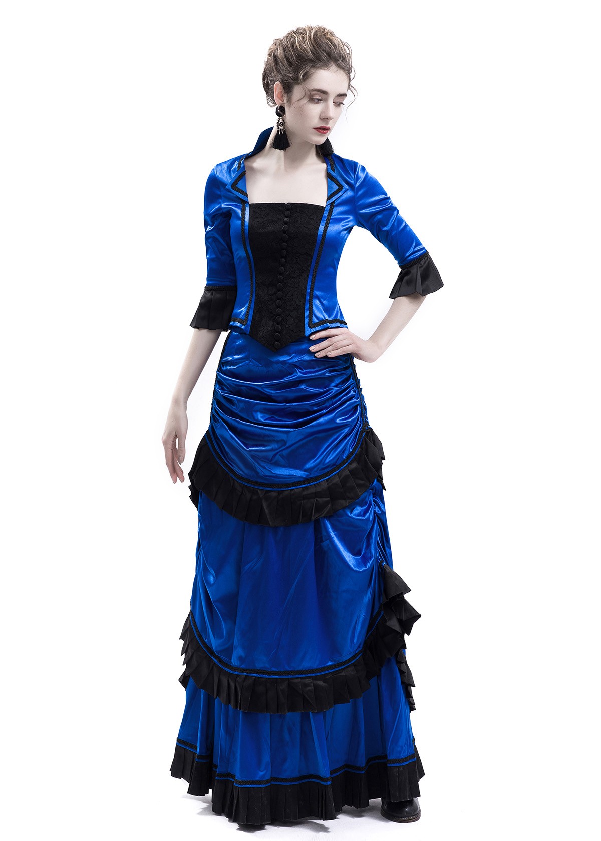 Blue Victorian Bustle Dress D3026 - D-RoseBlooming Blue Victorian Bustle Dress D3026 - D-RoseBlooming
