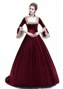 Red Velvet Ball Gown Victorian Gown D3008