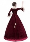 Red Velvet Ball Gown Victorian Gown D3008