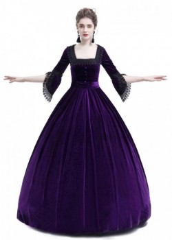 Purple Velvet Ball Gown Victorian Gown D3011