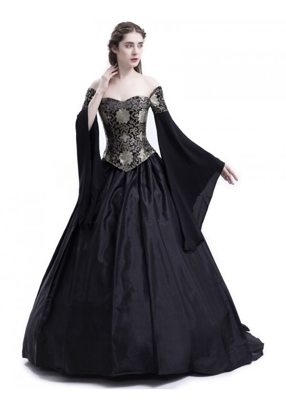 Black Fancy Theatrical Victorian Dress D3002