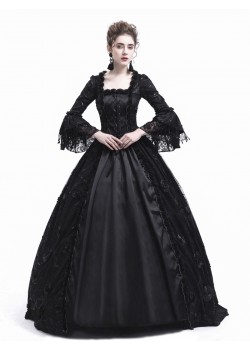 Black Flower Masquerade Gothic Victorian Dress D3021