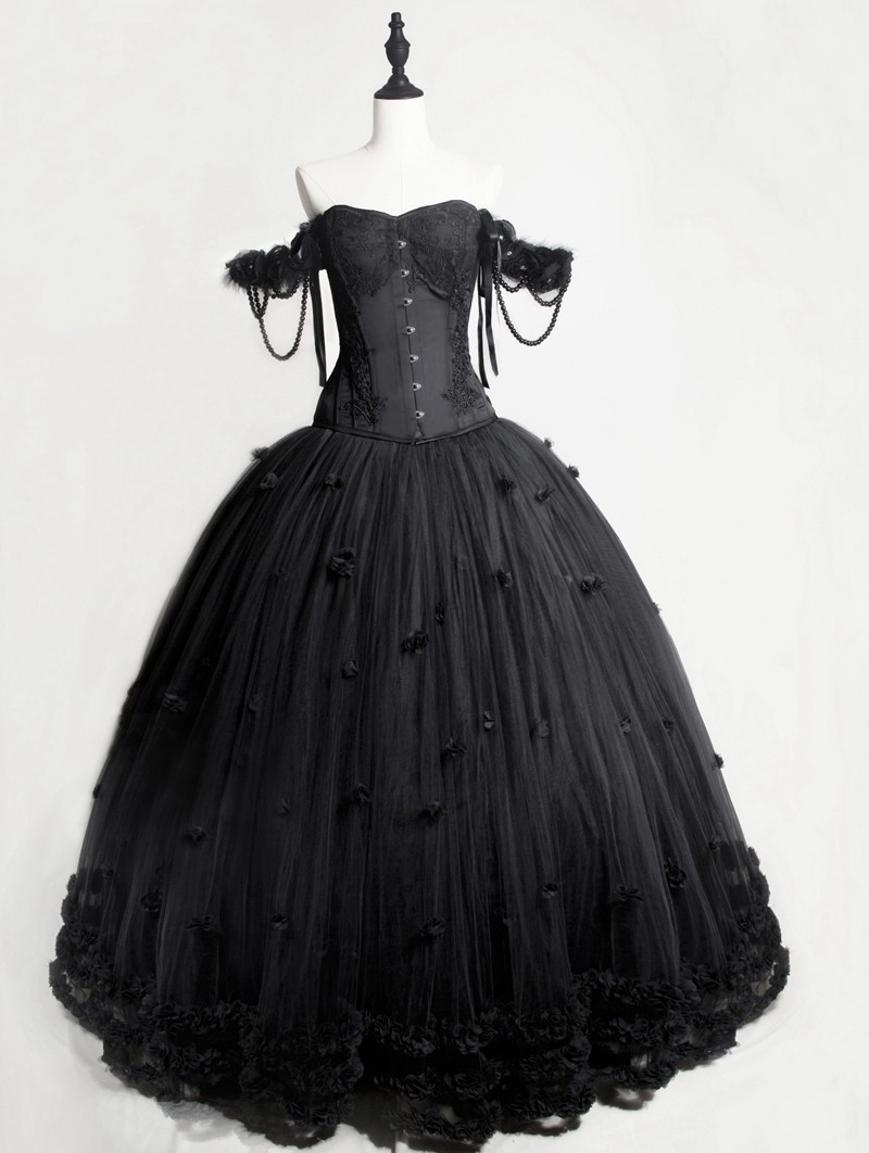 black gothic prom dress
