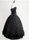 Black Gothic Flower Off-the-Shoulder Corset Prom Long Dress D1050