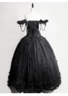 Black Gothic Flower Off-the-Shoulder Corset Prom Long Dress D1050