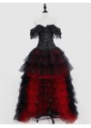 Black and Red Gothic Burlesque Corset Prom Party High-Low Dress D1-052