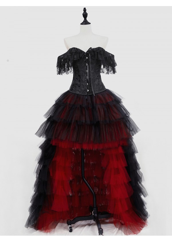 Red Gothic Burlesque Corset Prom Party ...
