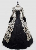 Black and Gold Gothic Victorian Ball Gown Dress D3027