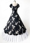 Black and White Floral Classic Gothic Victorian Dress D3031