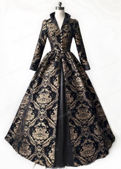 Black and Gold Queen Style Gothic Victorian Ball Gown Dress D3032