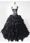 Black Gothic Lace Tulle Wedding Prom Ball Dress D1054