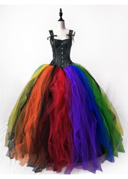 Colorful Gothic Corset Prom Party Ball Gown Dress D1057