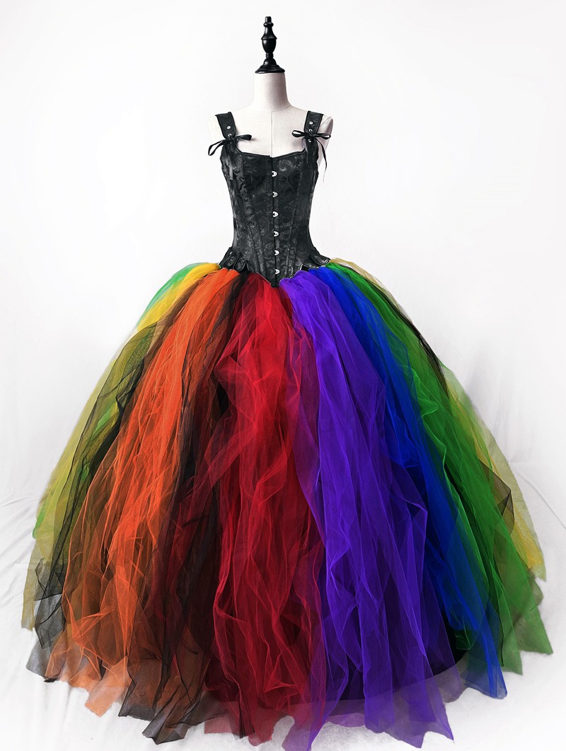 gothic corset prom dress Black Gothic Lolita Prom Dress with Corset