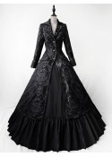 Black Vintage Two-Pieces Gothic Victorian Coat Ball Gown Dress D3035
