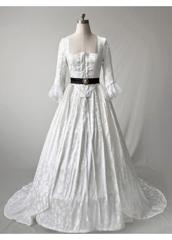 White Historical Victorian Edwardian Wedding Tea Party Dress D3037