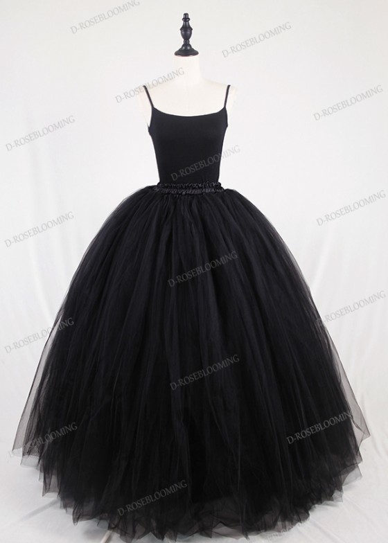 Black Gothic Tulle Long Skirt D1S008 - D-RoseBlooming