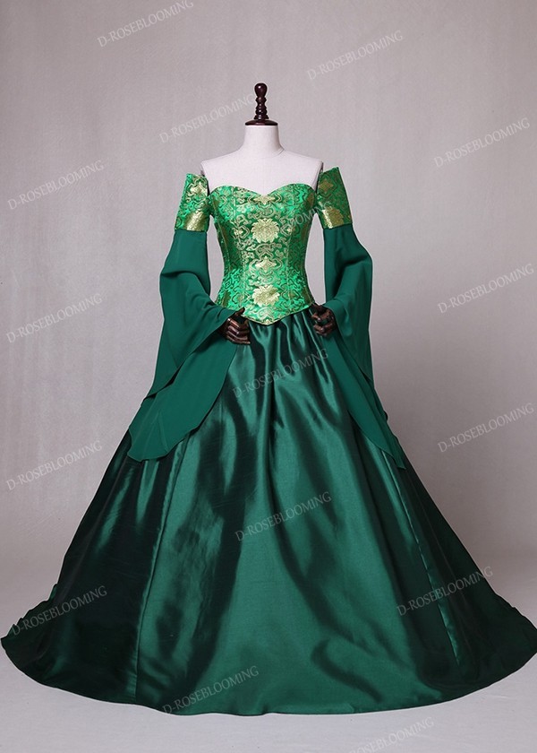 Green Fancy Theatrical Victorian Dress D3002 - D-RoseBlooming