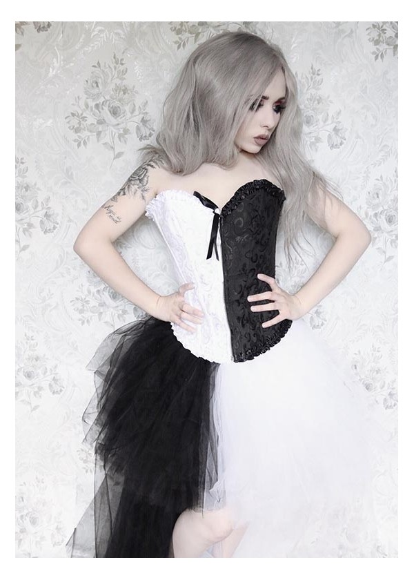 Black White Assorted Gothic High-low Dress D1019 - D-RoseBlooming