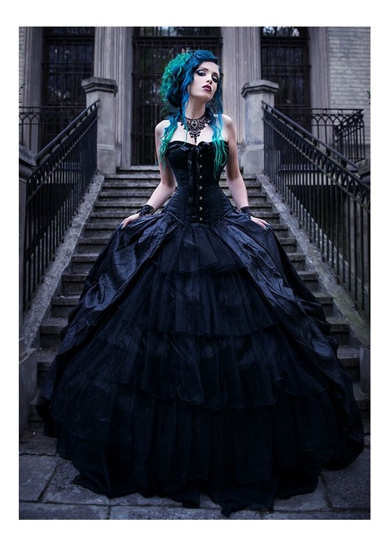 Black Gothic Long Prom Dress D1039 - D-RoseBlooming